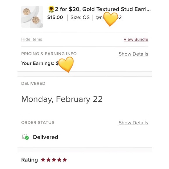 Gold Textured Stud Earrings - Picture 3 of 4